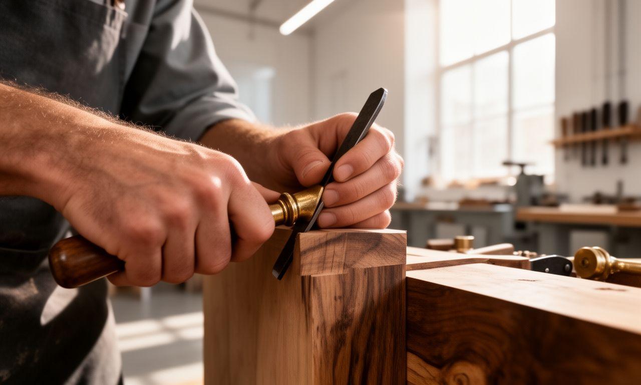 Artisan hands working with precision tools in a modern workshop
